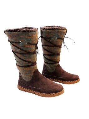 Muk Luks Flexi New York Tall Boots Women’s 9 Chocolate Suede Faux Fur